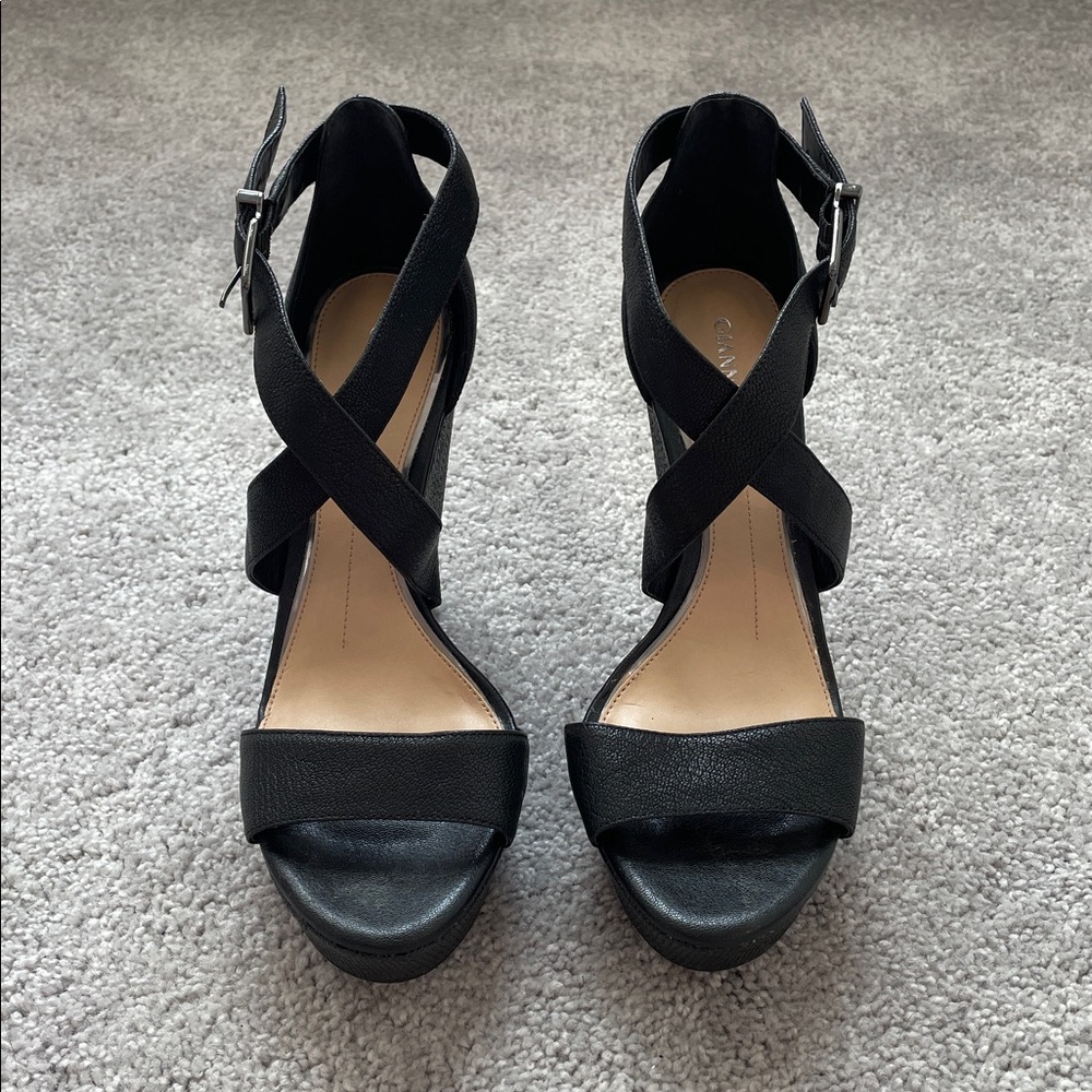Gianni Bini Black Ankle Strap Wedge Sandals - Picture 14 of 16